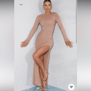 Ohpolly Pink VIENNA Long Sleeve Embellished Maxi Dress